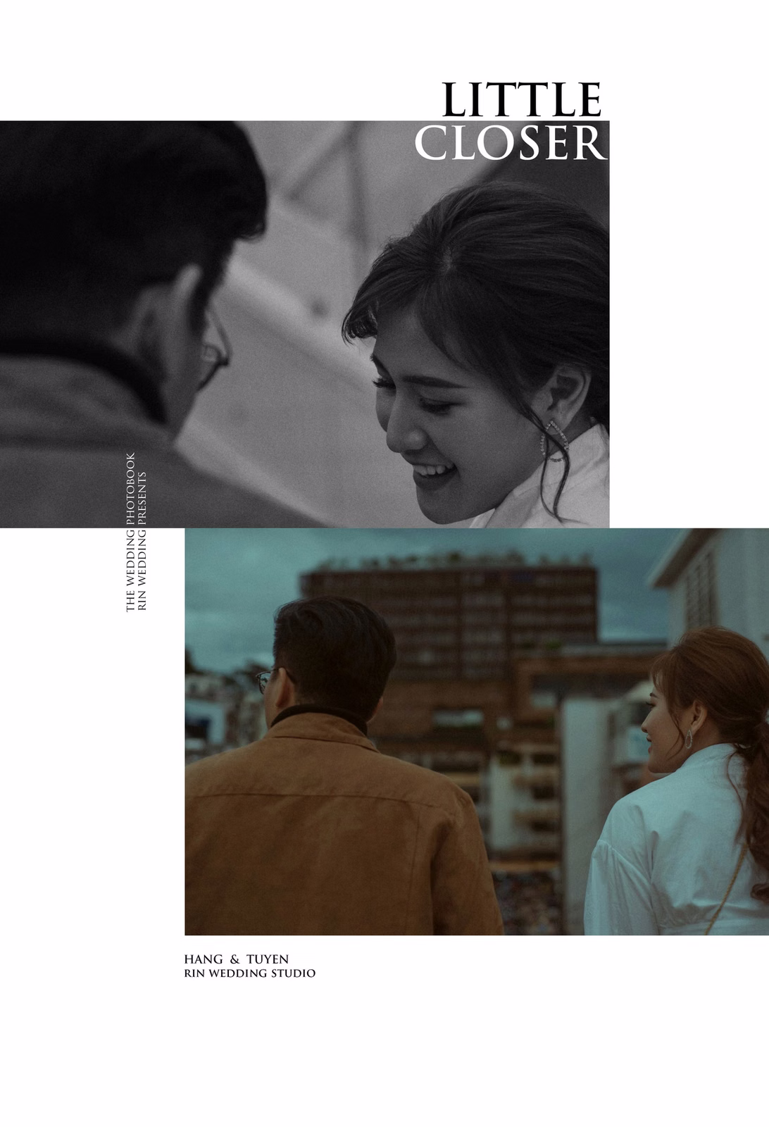 Collage of a couple's moments on a Đà Lạt balcony with the words Little Closer.