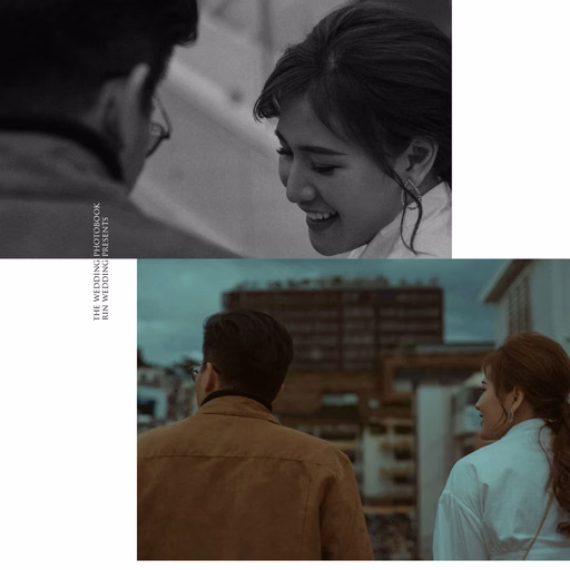 Collage of a couple's moments on a Đà Lạt balcony with the words Little Closer.