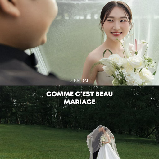 Collage of a bridal portrait beneath a veil and a couple on a meadow at Cây Thông Cô Đơn, Đà Lạt