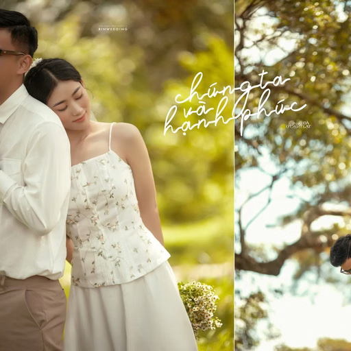 A collage of the bride resting on the groom's shoulder and riding on his back in a garden.